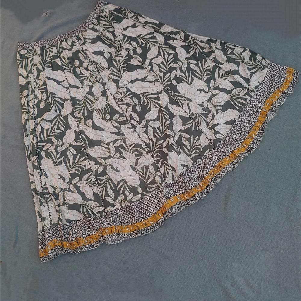 Philosophy Green and White Maxi Skirt with Blue And Gold Trim